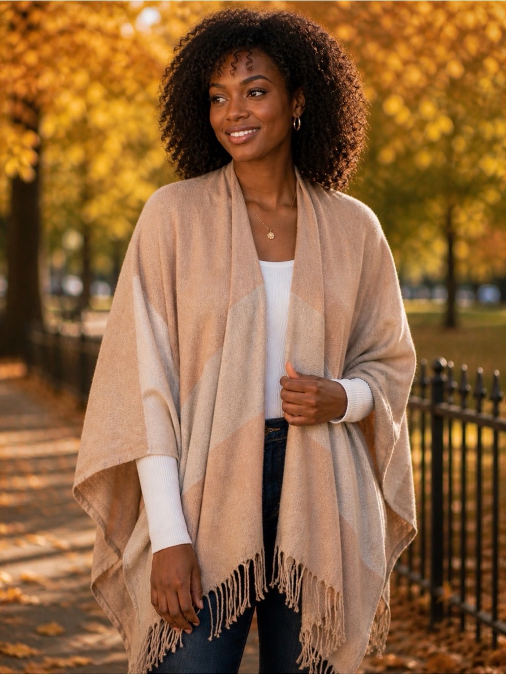 Soia & Kyo Taupe Open-Front Knit Cardigan